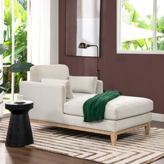 Knox 65" Modern Farmhouse Chaise Lounge Chair, French beige Performance Velvet