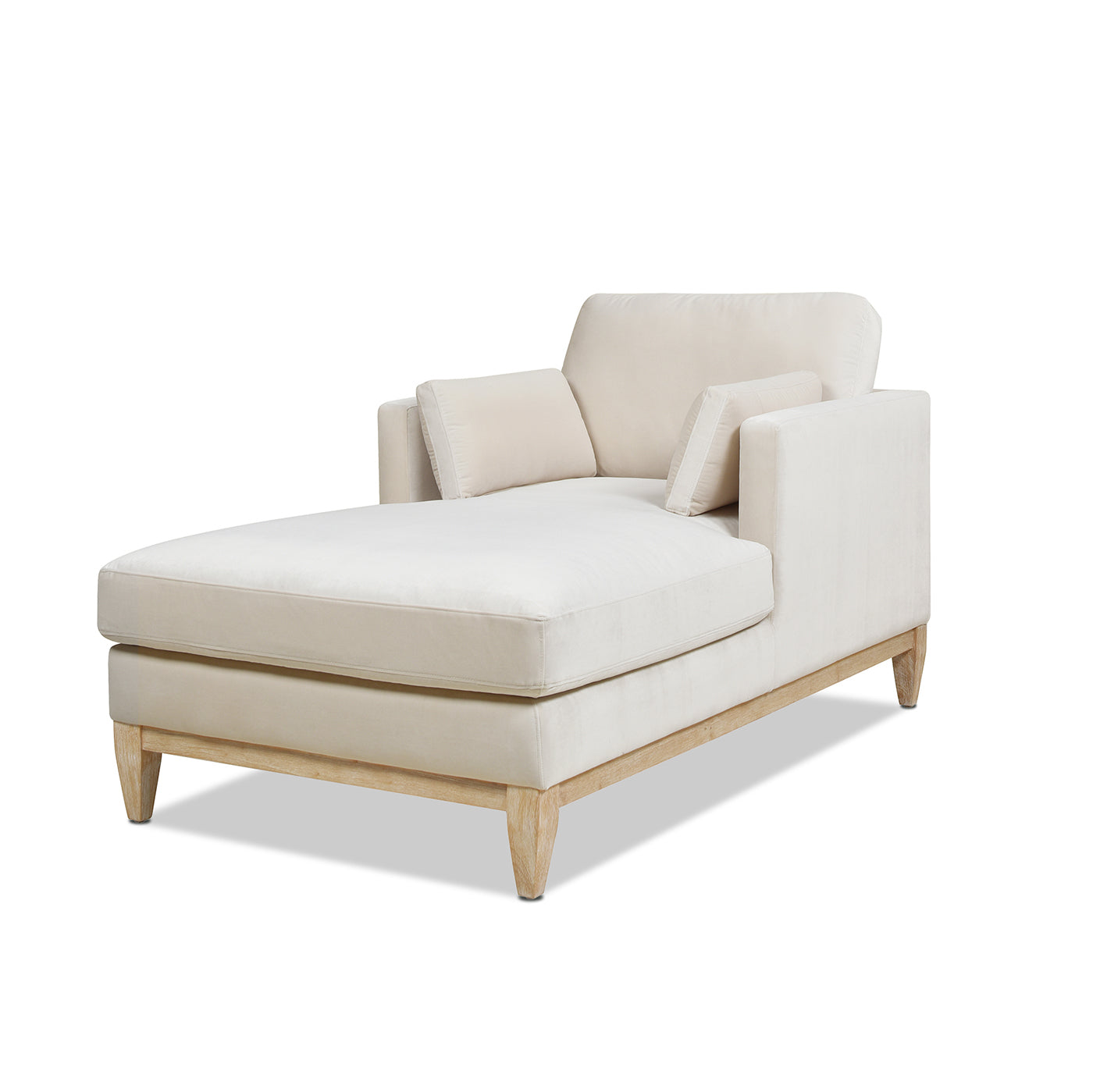 Knox 65" Modern Farmhouse Chaise Lounge Chair, French beige Performance Velvet