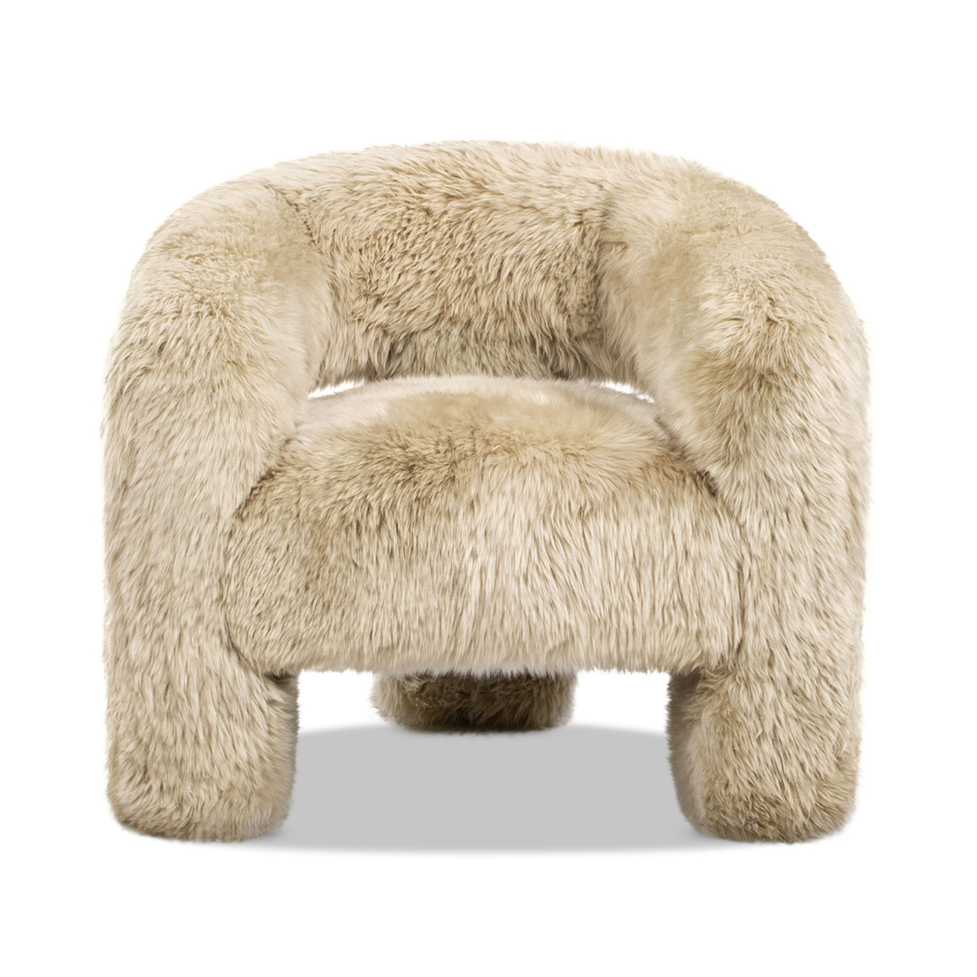 Avalon 35" Genuine Sheepskin Fur Split Barrel Back Accent Chair, Natural Blonde Genuine Fur