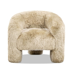 Avalon 35" Genuine Sheepskin Fur Split Barrel Back Accent Chair, Natural Blonde Genuine Fur