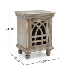 Antique Grey Wood Nightstand