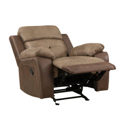 Plush Comfort Chair Brown Microfiber Upholstered Solid Wood Frame Living Room Furniture 1pc Glider Reclining Chair Plush Arms Tufted Details
