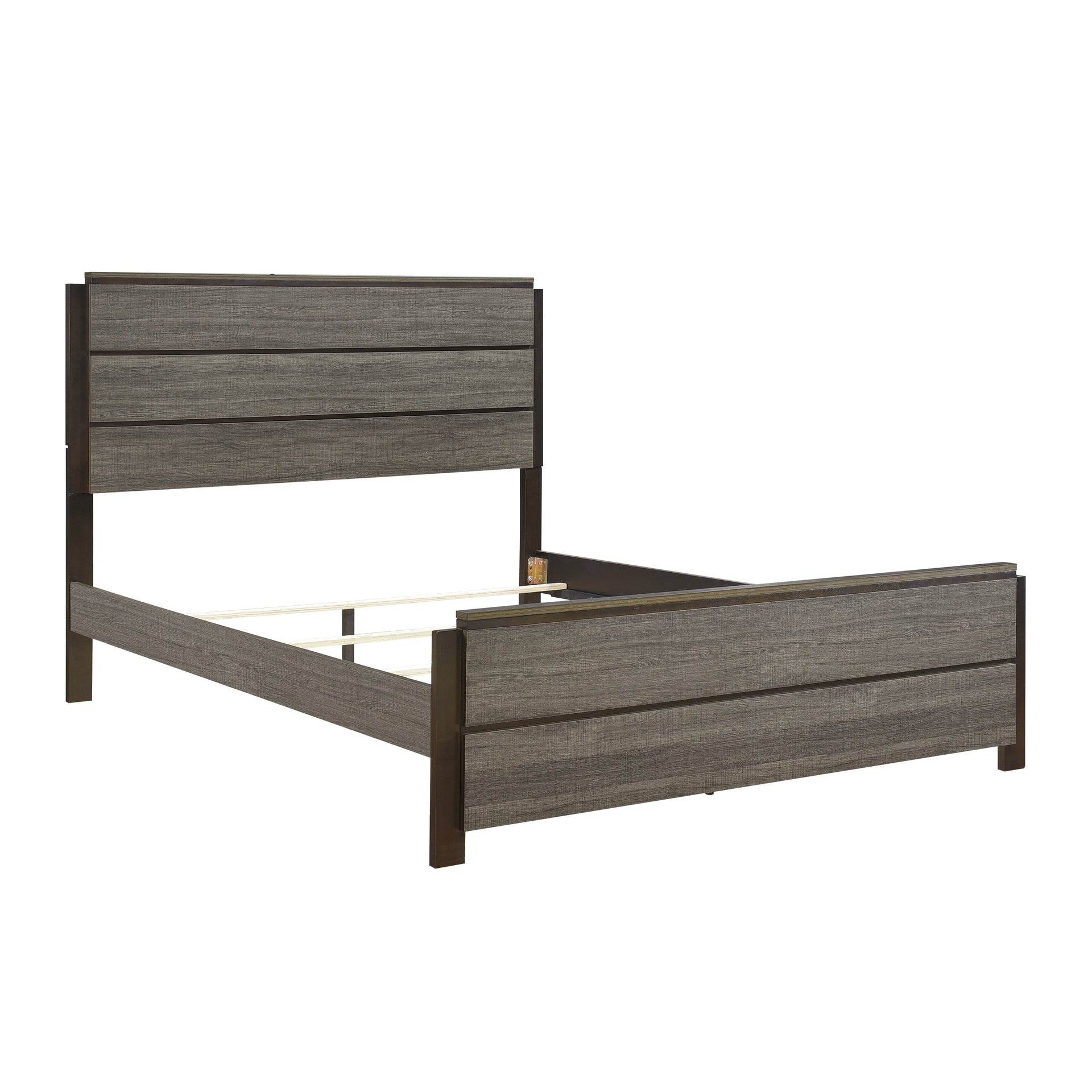 Contemporary Styling Bedroom Furniture 1pc Queen Bed Antique Gray and Dark Brown Finish Wooden Bed