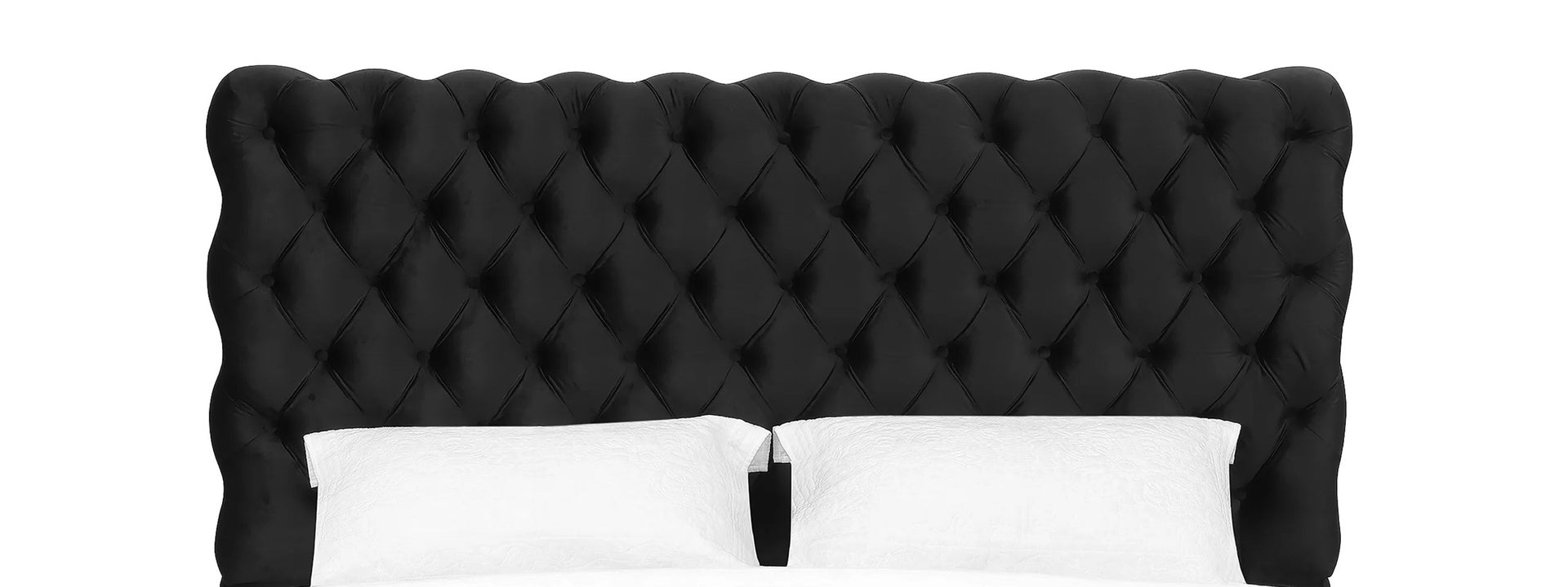1pc Contemporary Upholstered King Bed Tufted Headboard and Footboard Wooden Luxury Glam Bedroom Furniture Black