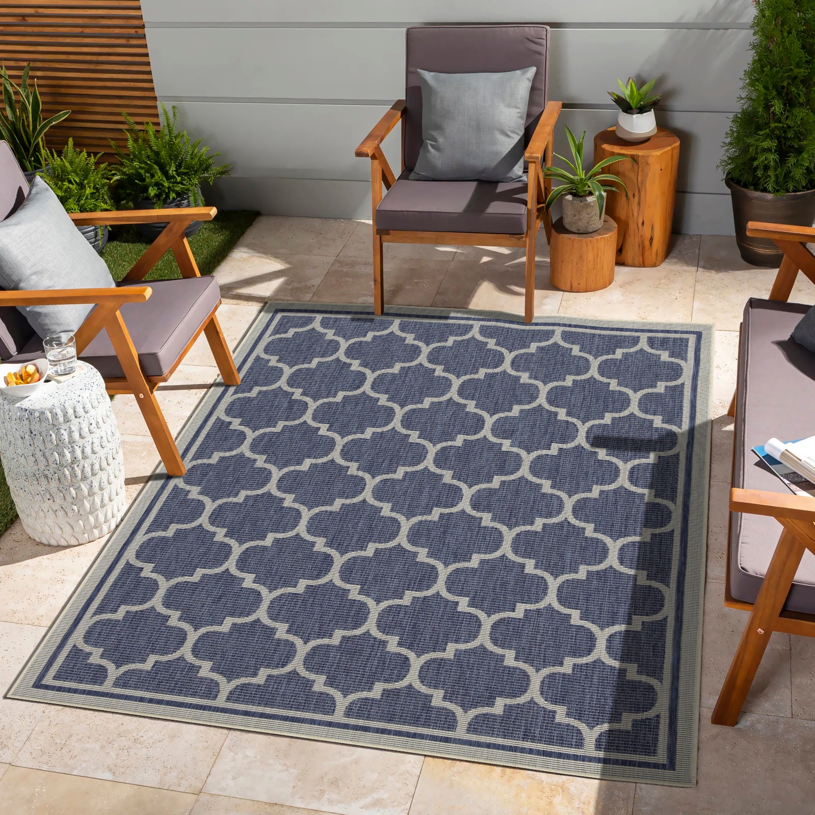 Sunshine GC_HAR2004 Blue 2 ft. 7 in. x 7 ft. 3 in. Indoor/Outdoor Area Rug