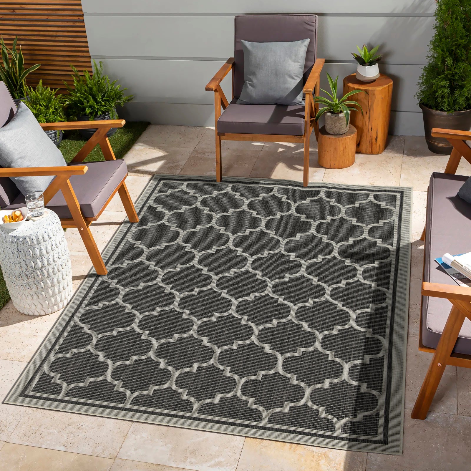 Sunshine GC_HAR2005 Anthracite 2 ft. 7 in. x 7 ft. 3 in. Indoor/Outdoor Area Rug