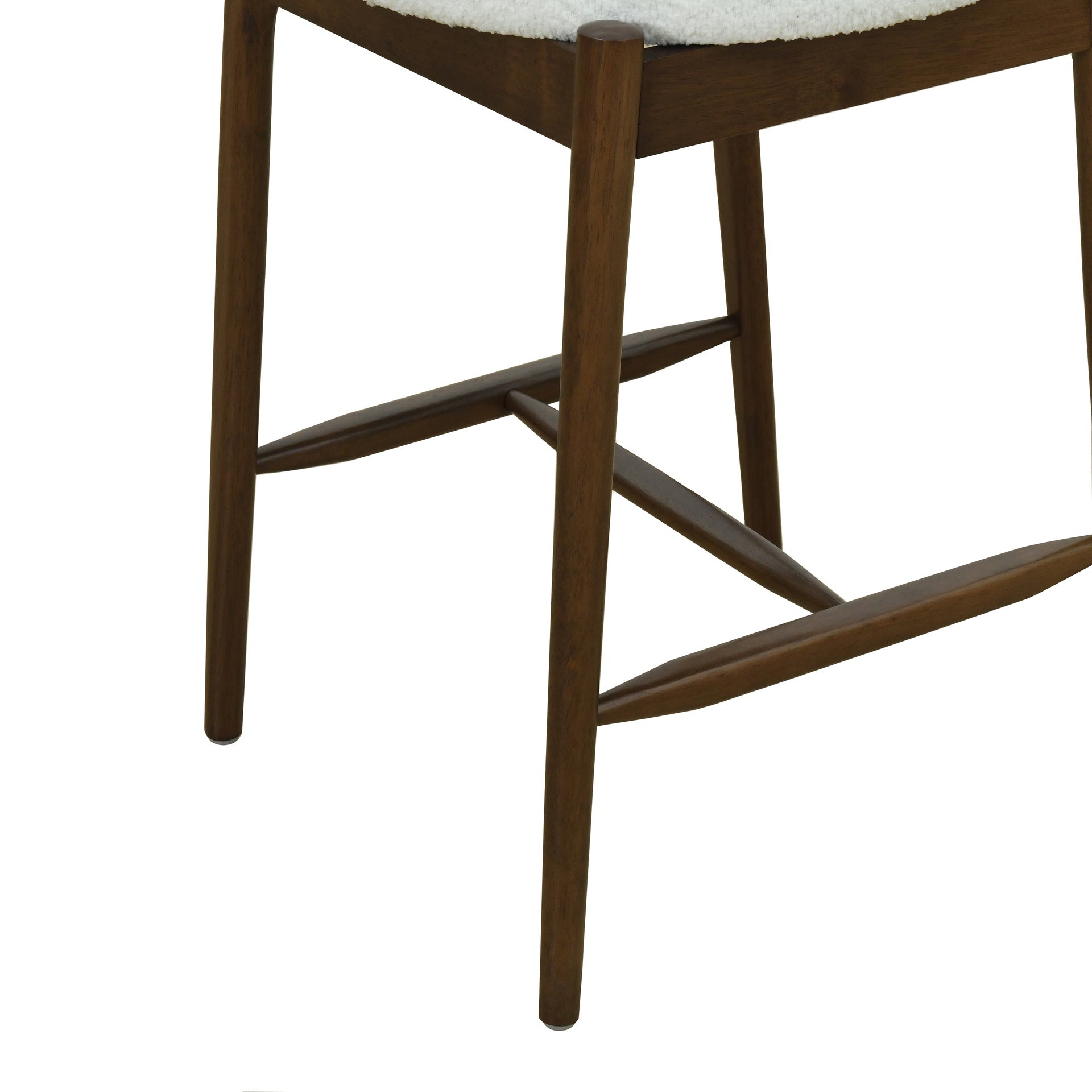 Mid Century Modern Counter Stool (Sets of 2)  Walnut +Beige