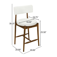 Mid Century Modern Counter Stool (Sets of 2)  Walnut +Beige