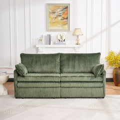 73"Convertible Sofa Bed,Pull Out Bed,3-in-1 Sofa with Side Pocket& USB Ports,Modern Corduroy Couch for Living Room, Small Space, Apartment, Bedroom, Green