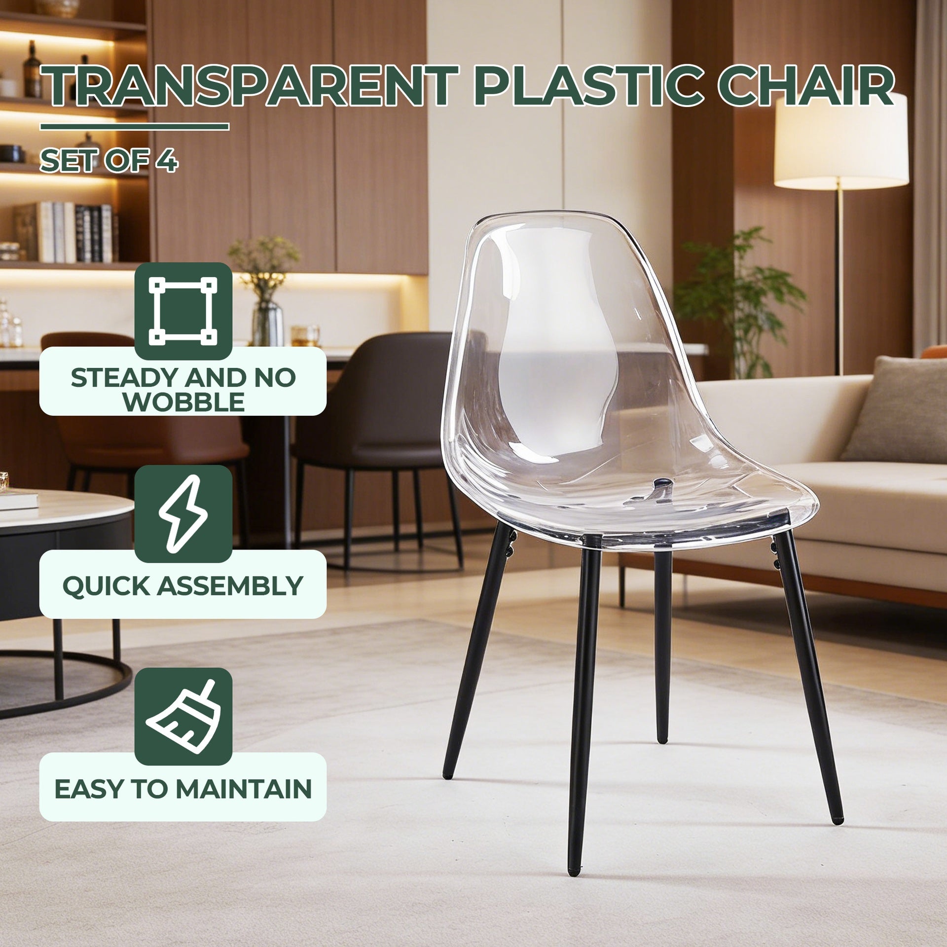 PET CHAIR 4PCS BLACK