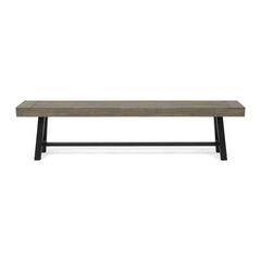 Outdoor Acacia Wood Patio Bench,Grey/Rustic Metal