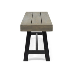 Outdoor Acacia Wood Patio Bench,Grey/Rustic Metal