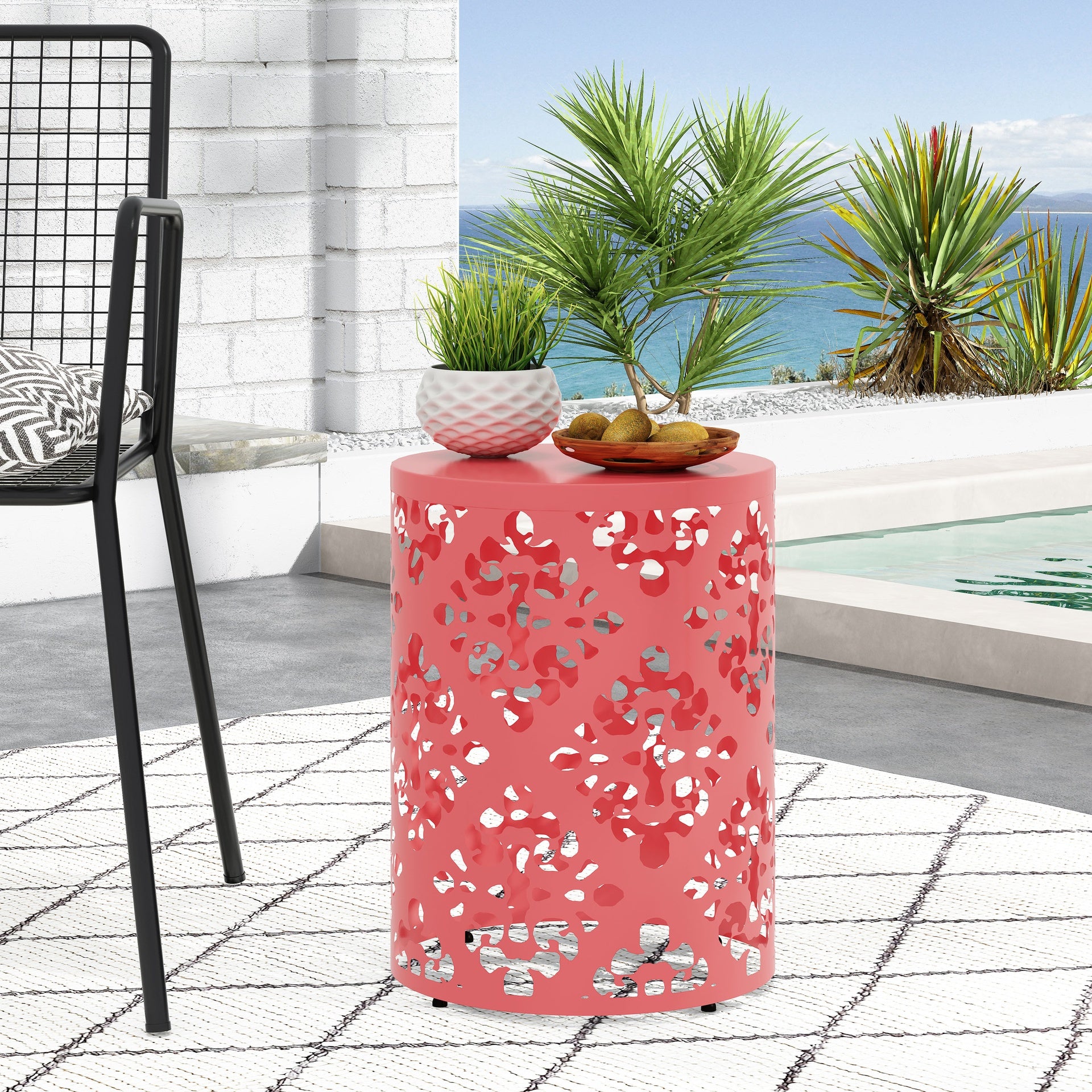 Outdoor Metal end Table -Large