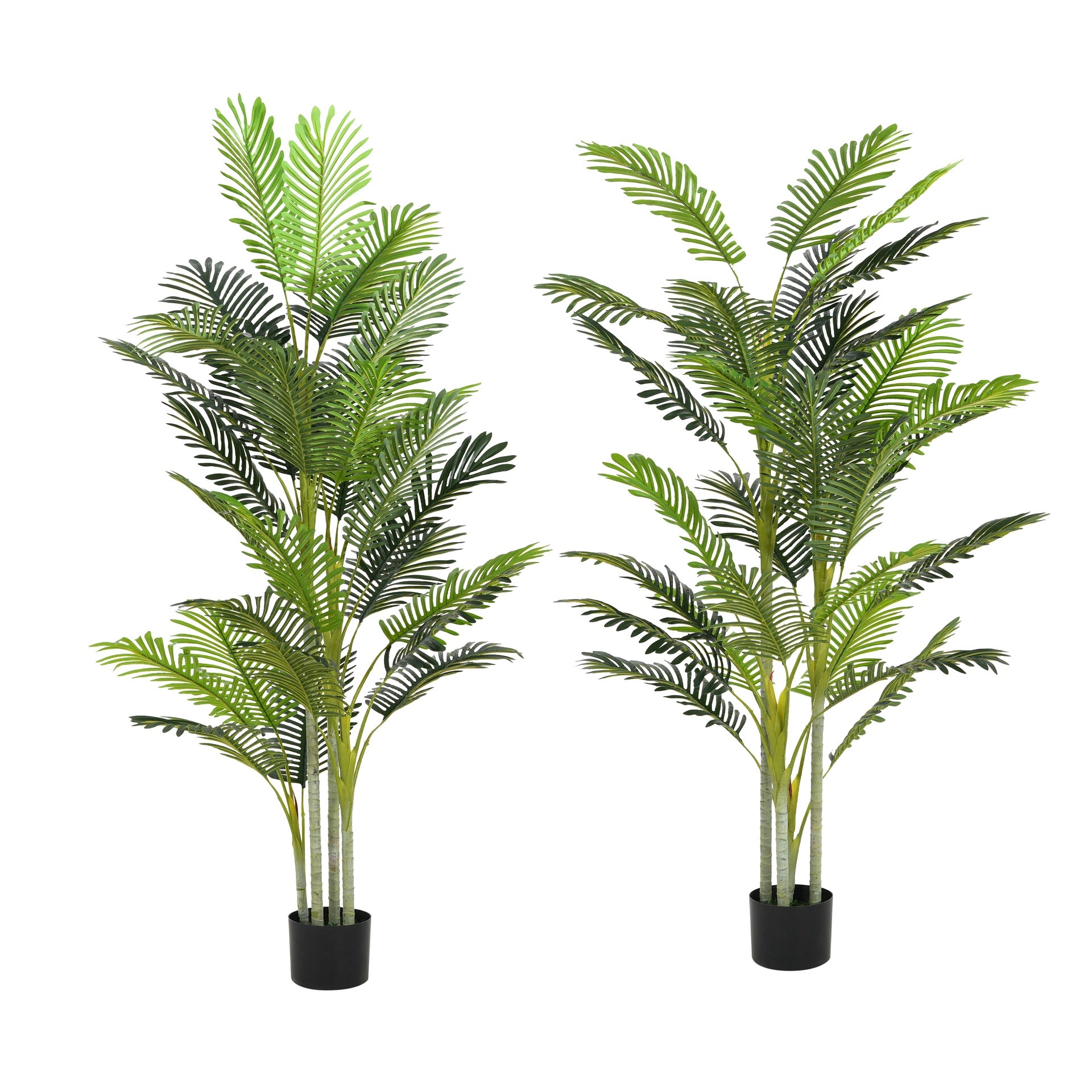 78.5" Artificial Palm Tree with Black Plastic Pot, Set of 2