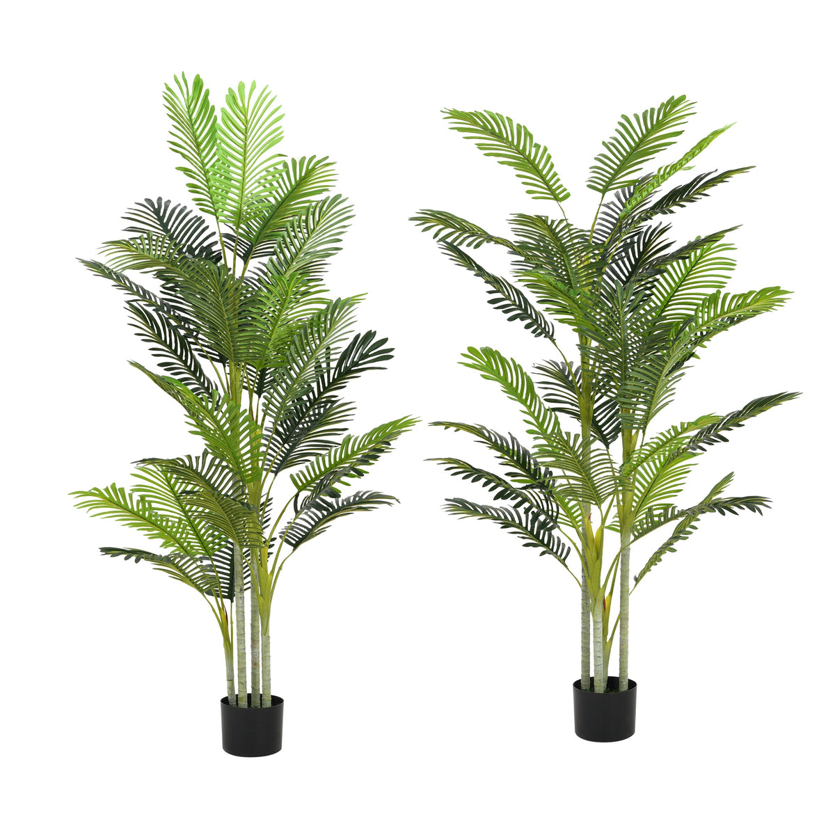 78.5" Artificial Palm Tree with Black Plastic Pot, Set of 2
