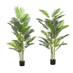 78.5" Artificial Palm Tree with Black Plastic Pot, Set of 2