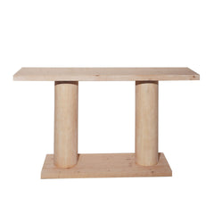 59in Modern Minimalist Wooden Console Table with Column Pedestal Design – Elegant Decorative Accent for Entryway, Living Room, and Hallway