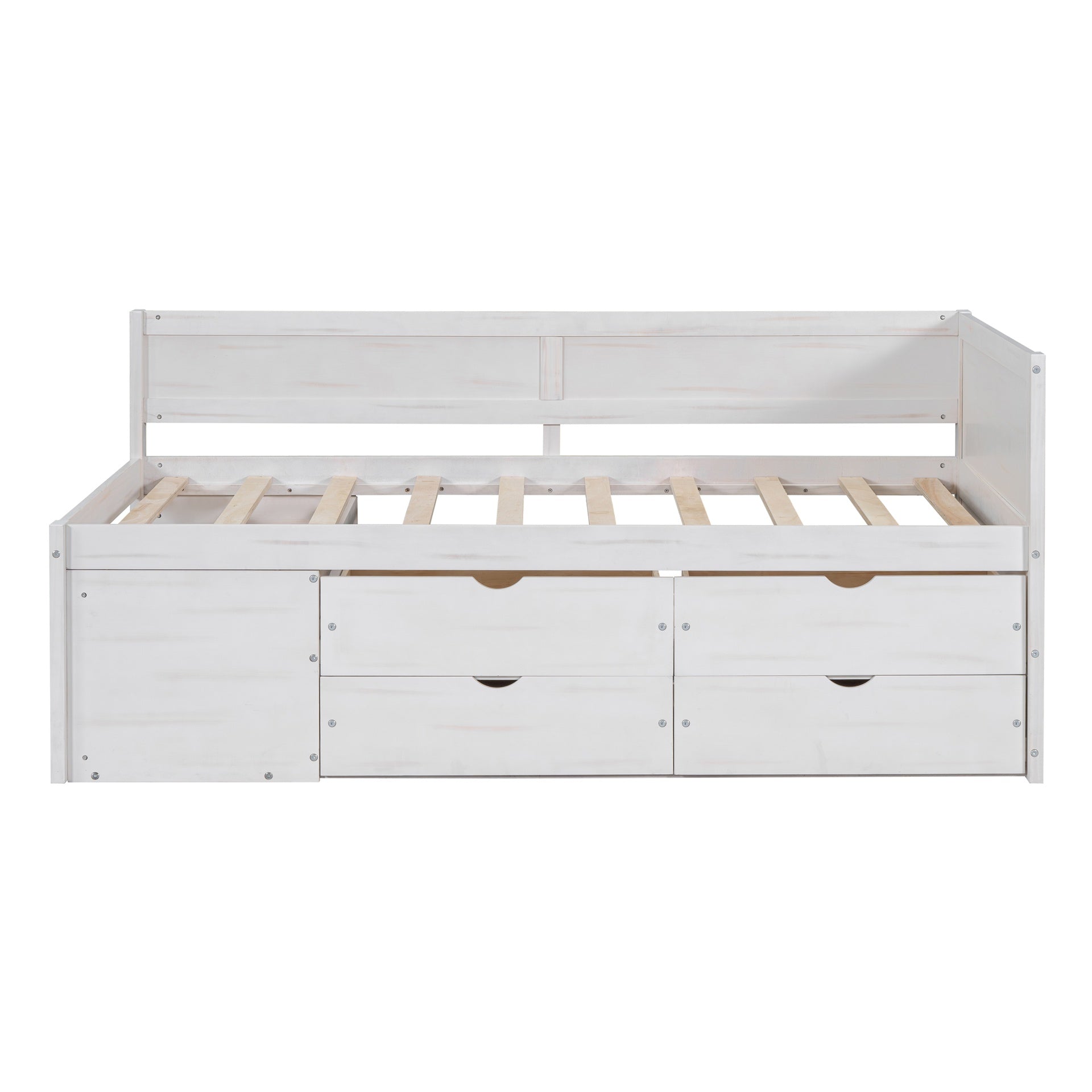 Twin Size Daybed with Drawers and Shelves, White