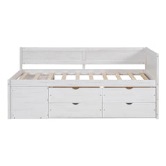 Twin Size Daybed with Drawers and Shelves, White