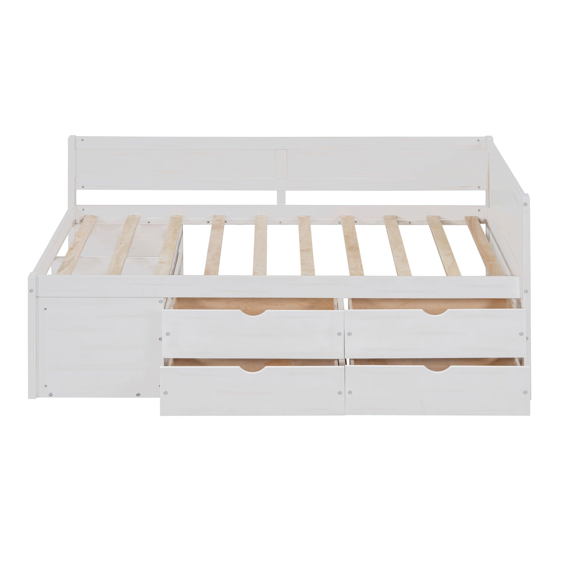 Twin Size Daybed with Drawers and Shelves, White