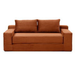 Memory Foam Cloud Loveseat Sofa, 2 in 1 Convertible Folding Couch Bed, No Assembly Compressed Corduroy Floor Lounge Sofa for Apartment Office Bedroom Living Room