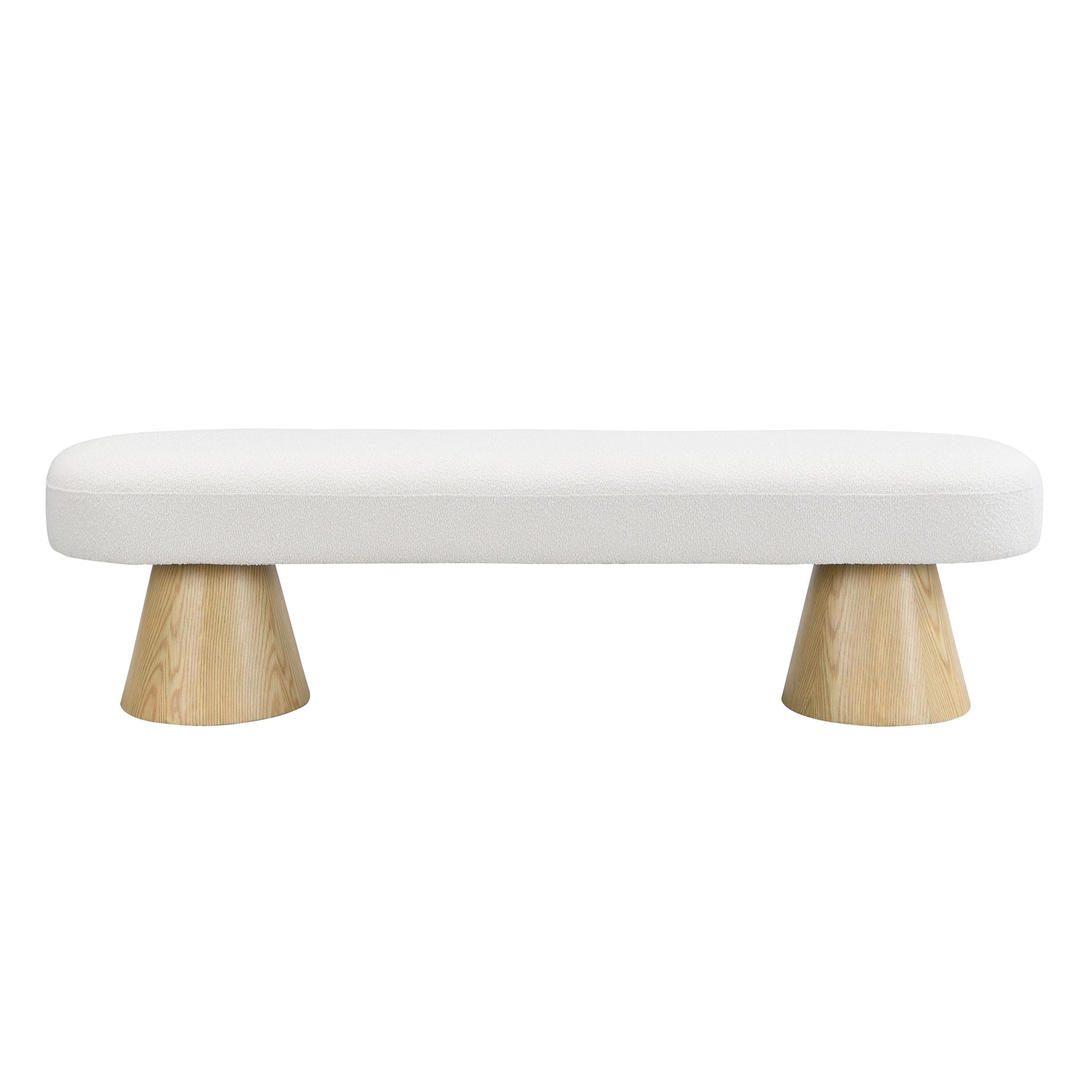 Dining Bench for Dining Room, Upholstered Bedroom End of Bed Entryway Bench, Boucle Ottoman for Living Room, 64"L Beige Stool Top Wood Leg 300 LBS Weight Capacity