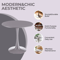31.5" GREY COLOR TOP Tulip Table Mid-century Dining Table for 2-4 people With Round Mdf Table Top, Pedestal Dining Table, End Table Leisure Coffee Table