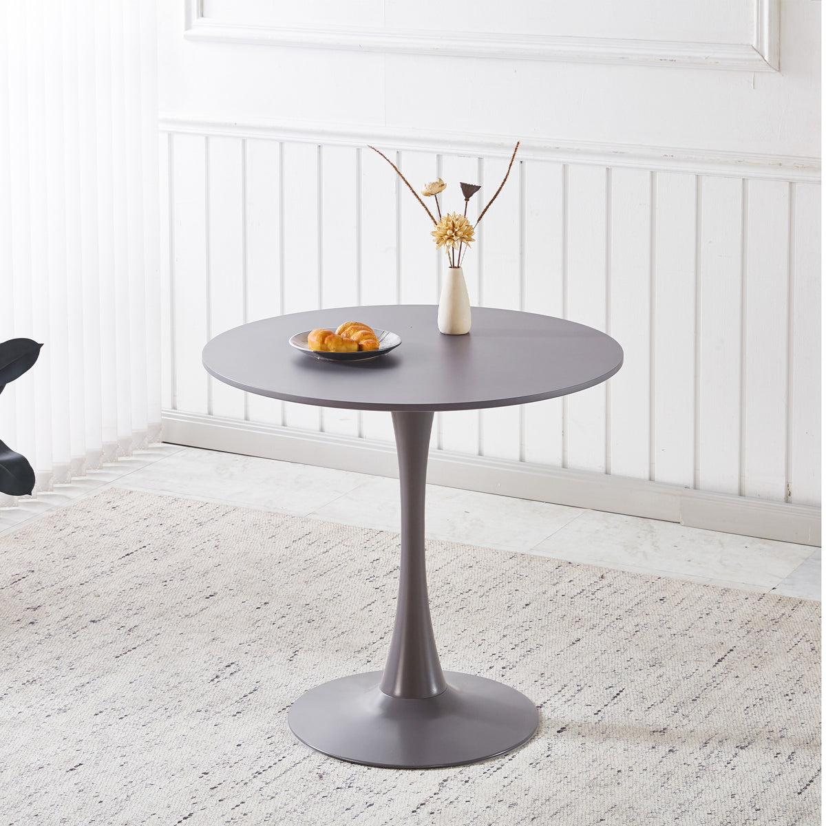 31.5" GREY COLOR TOP Tulip Table Mid-century Dining Table for 2-4 people With Round Mdf Table Top, Pedestal Dining Table, End Table Leisure Coffee Table