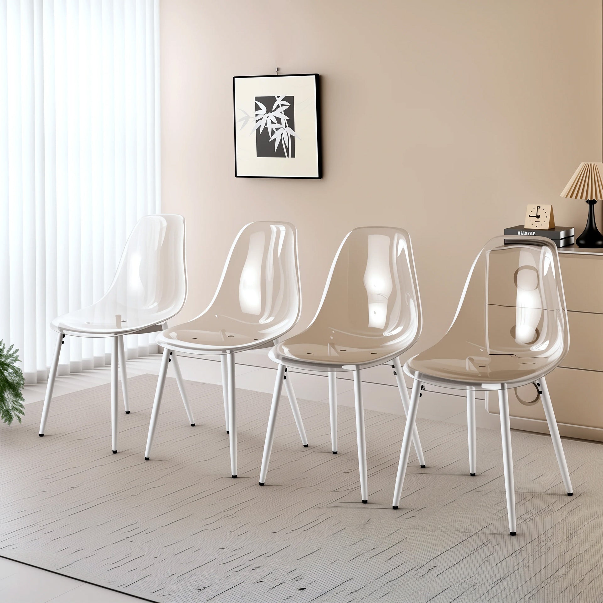 dining chair,set of 4,metal leg,plastic seat