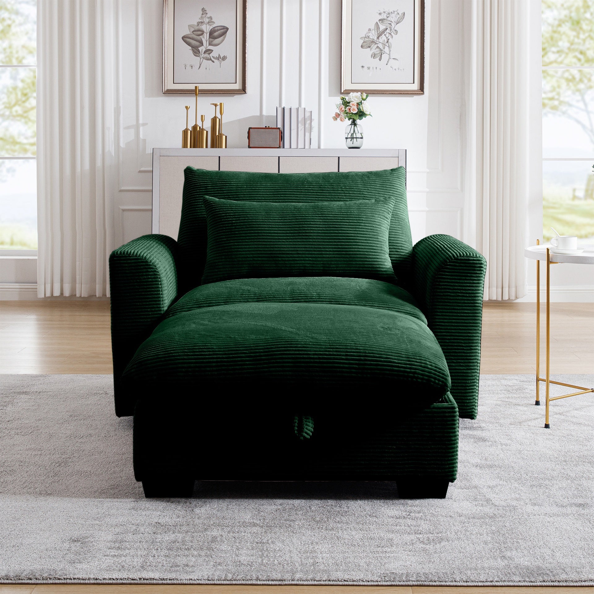 Green Corduroy Sofa Couch, Modular Couch with Storage Ottoman,  Couch Deep Seat Couches for Modern Living Room/Apartment/Office