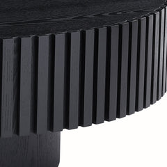 31.49'' Nesting Round Wood Coffee table for Apartment, Modern Living Room Coffee Table with Sturdy Pedestal ,BLACK (Same Sku:W876P147627)