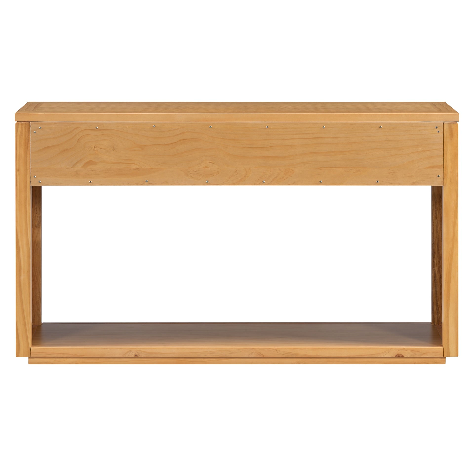 TREXM 55" Console Table, Rustic Wooden Entryway Table with Storage Drawers and Open Shelf, Elegant Sofa Table for Hallway and Living Room (Natural)