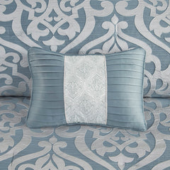8 Piece Jacquard Comforter Set Aqua/Silver Cal King