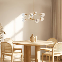 8-Light Metal Chandelier with Globe Bulbs Gold/Clear See below
