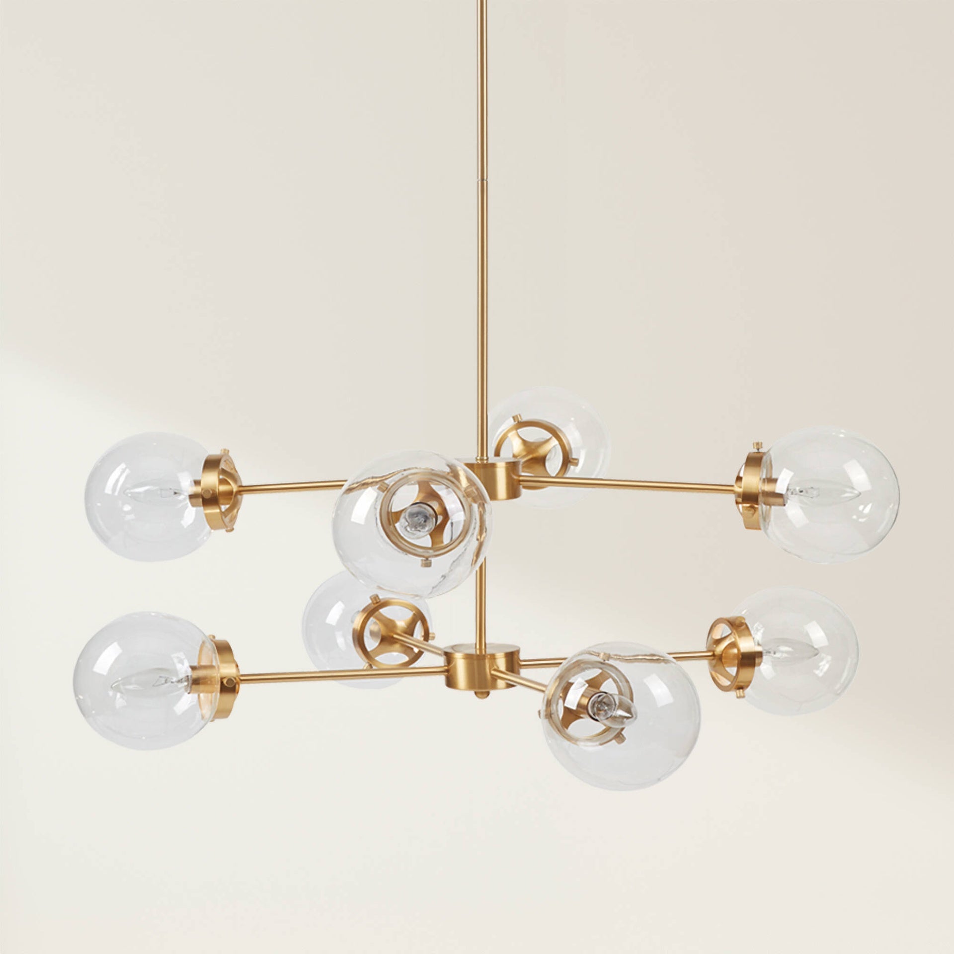 8-Light Metal Chandelier with Globe Bulbs Gold/Clear See below