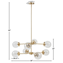 8-Light Metal Chandelier with Globe Bulbs Gold/Clear See below