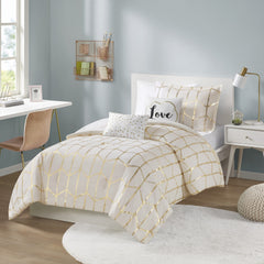 4-Piece Twin/Twin XL 100% Polyester Brushed Microfiber Printed Comforter Set