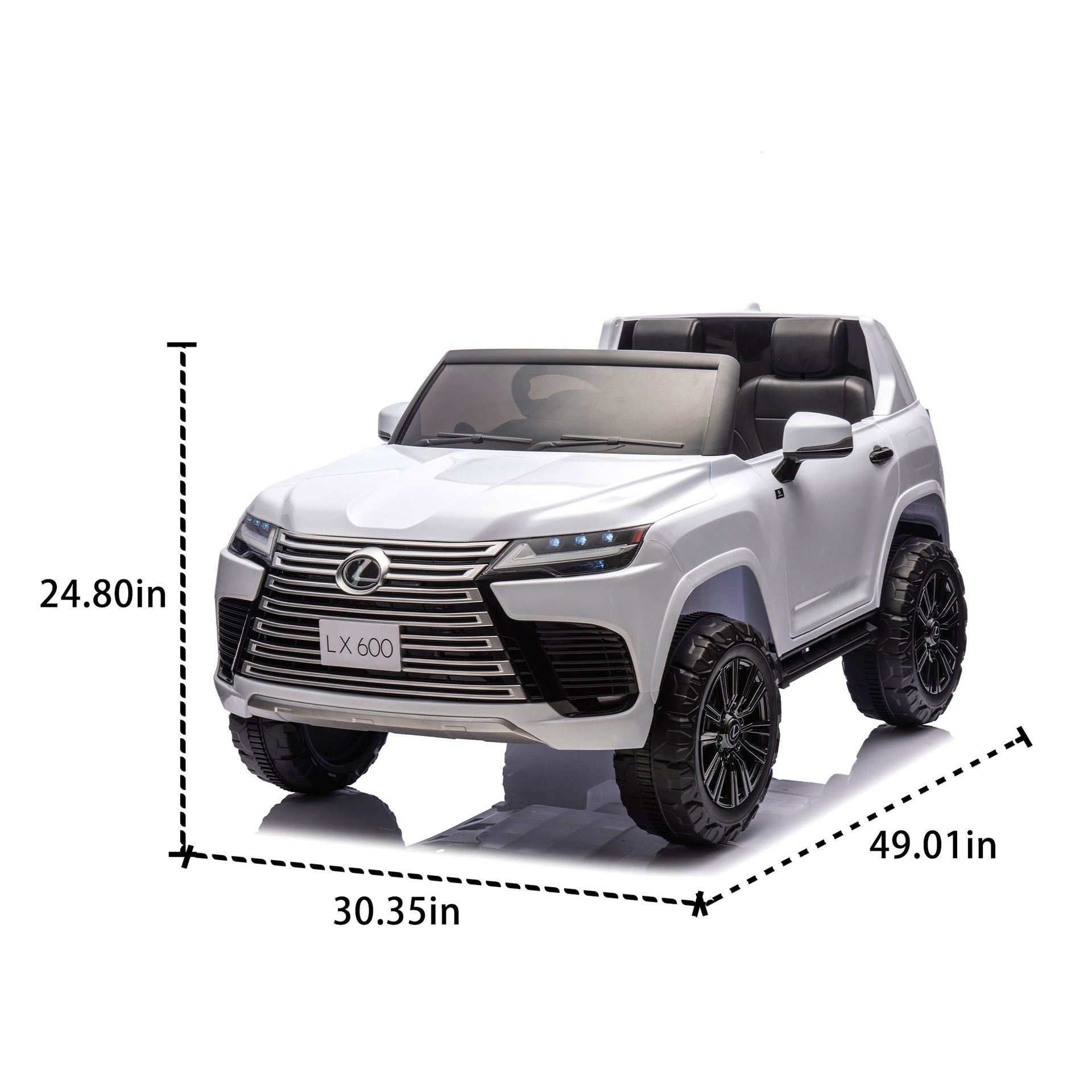 Licensed LEXUS LX600 24V Two-seater Kids Ride On Car W/Parents Control,Seat width 20 inches,2WD,Four-wheel suspension,Bluetooth,MP3,Music,Adjustable volume,Power display,Speeds 1.86-3.11MPH For Kids.
