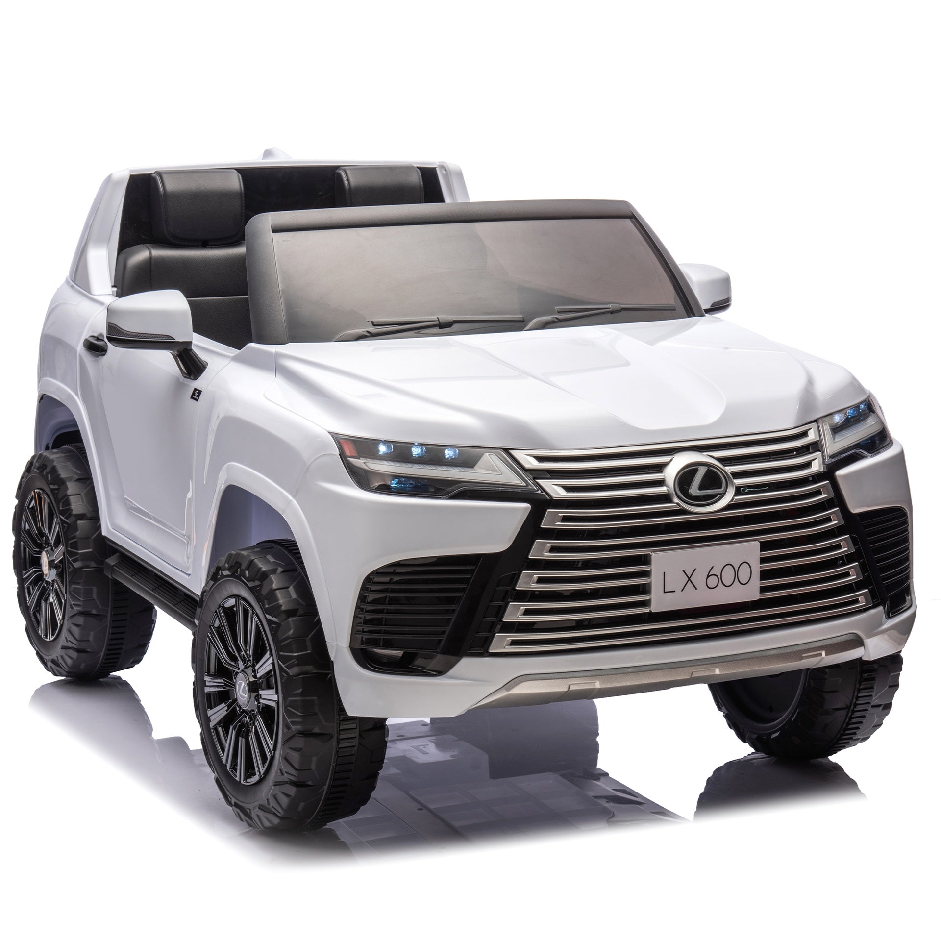 Licensed LEXUS LX600 24V Two-seater Kids Ride On Car W/Parents Control,Seat width 20 inches,2WD,Four-wheel suspension,Bluetooth,MP3,Music,Adjustable volume,Power display,Speeds 1.86-3.11MPH For Kids.