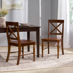 Acacia Wood Dining Chairs, 2-Pcs Set, Dark Oak