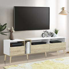 Modern TV with 3 Drawers and Open Shelves, Media Console Table for TVs up to 80'', Entertainment Center for Living Room, Color-Matching Design