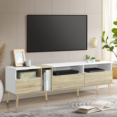 Modern TV with 3 Drawers and Open Shelves, Media Console Table for TVs up to 80'', Entertainment Center for Living Room, Color-Matching Design
