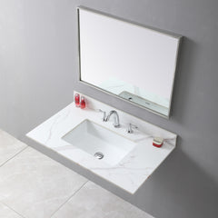 Montary 37inch bathroom vanity top stone carrara gold new style tops with rectangle undermount ceramic sink and 3 faucet hole for bathroom cabinet