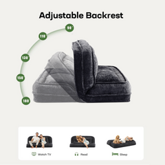 [NEW ARRIVED] [VIDEO PROVIDED] Double human dog bed,Lazy sofa ,Loveseat,Fits You & Pets,Extra Large Floor Couch,Can sit or lie down,2-in-1,5 Adjustable Position, Plump Pillow,2 Seat,Chenille,Black