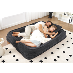[NEW ARRIVED] [VIDEO PROVIDED] Double human dog bed,Lazy sofa ,Loveseat,Fits You & Pets,Extra Large Floor Couch,Can sit or lie down,2-in-1,5 Adjustable Position, Plump Pillow,2 Seat,Chenille,Black