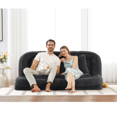 [NEW ARRIVED] [VIDEO PROVIDED] Double human dog bed,Lazy sofa ,Loveseat,Fits You & Pets,Extra Large Floor Couch,Can sit or lie down,2-in-1,5 Adjustable Position, Plump Pillow,2 Seat,Chenille,Black