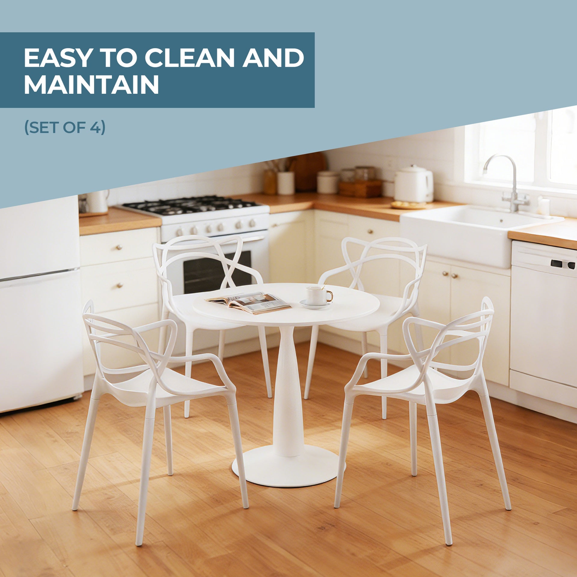 Plastic Dining CHAIR 4PCS white