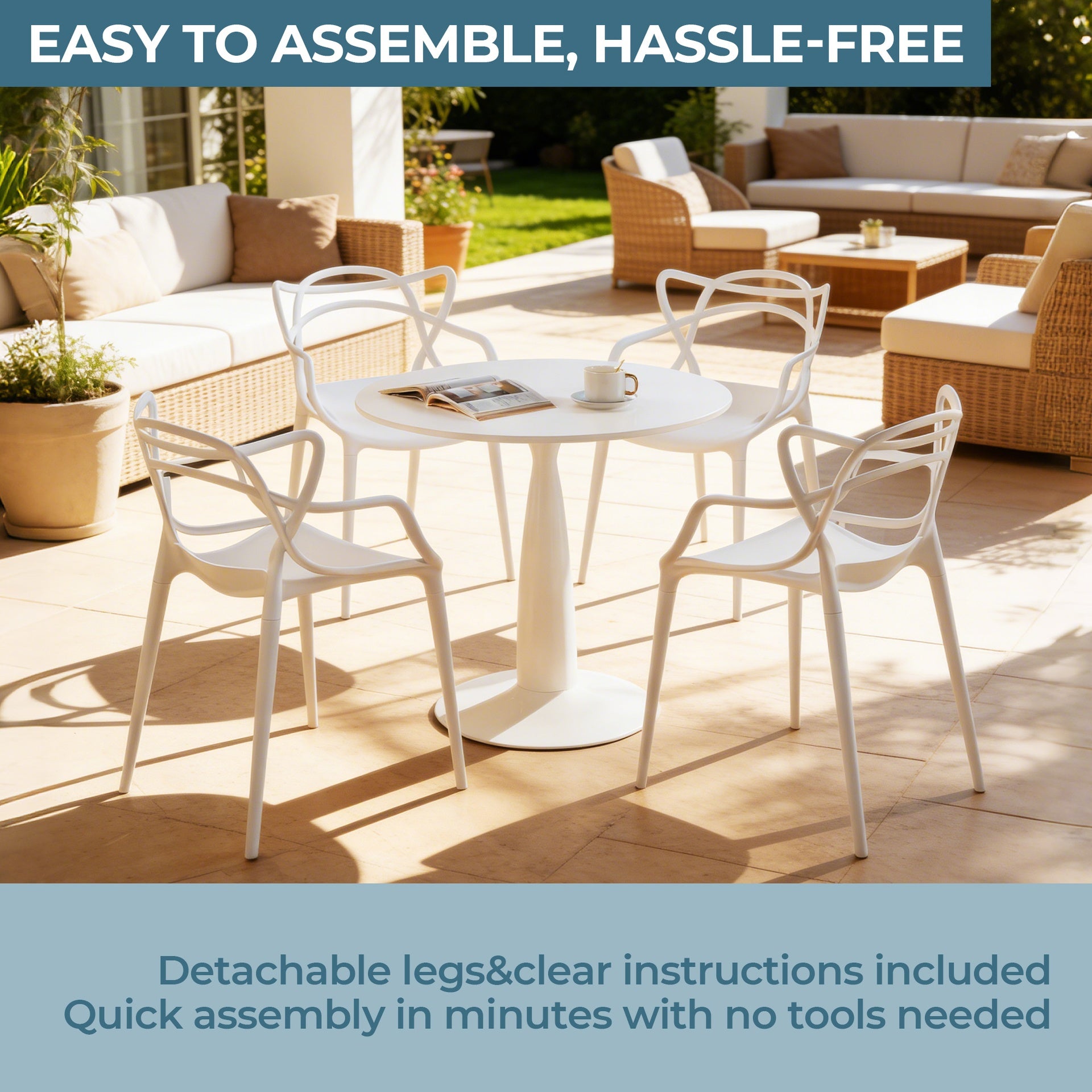 Plastic Dining CHAIR 4PCS white