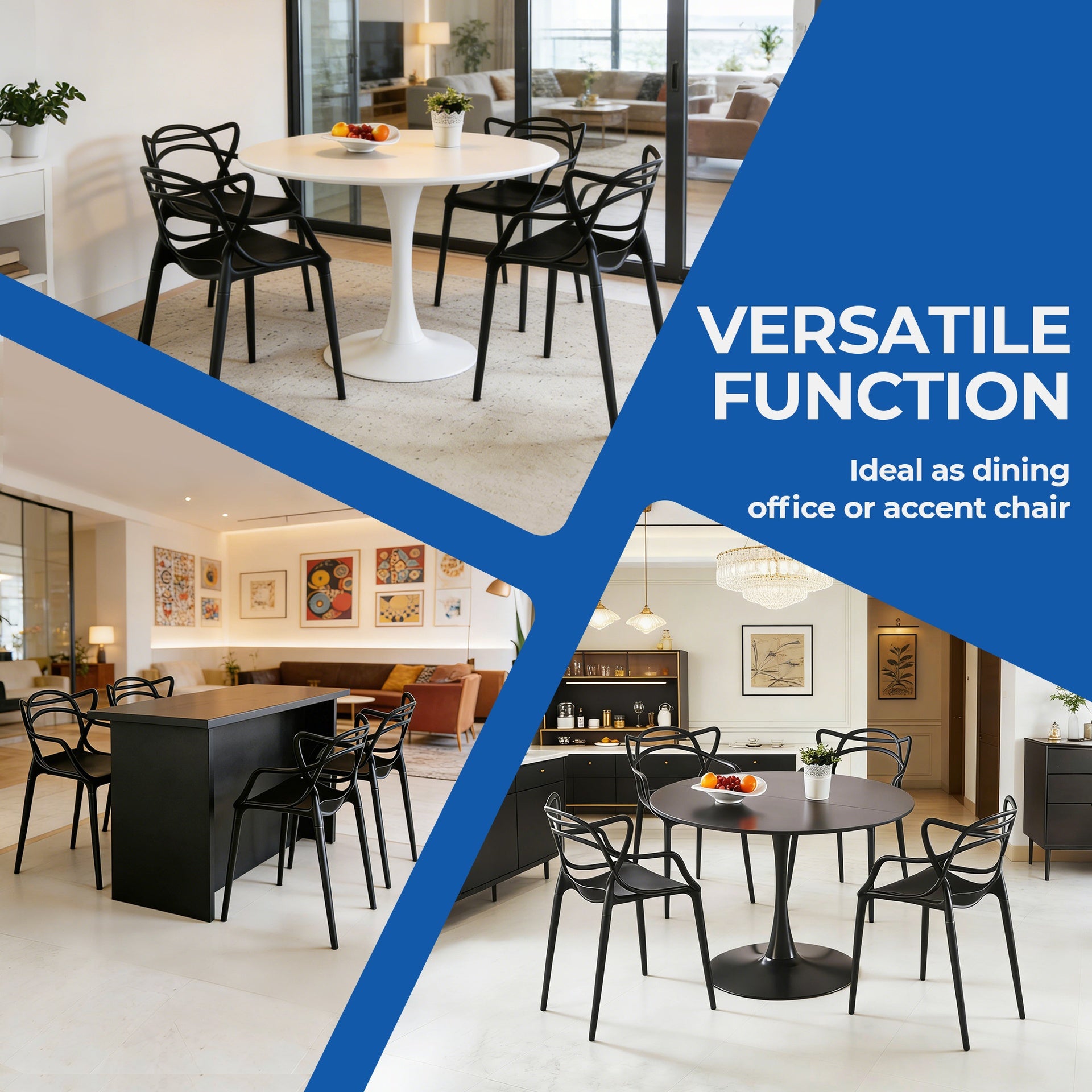 Plastic Dining CHAIR 4PCS BLACK