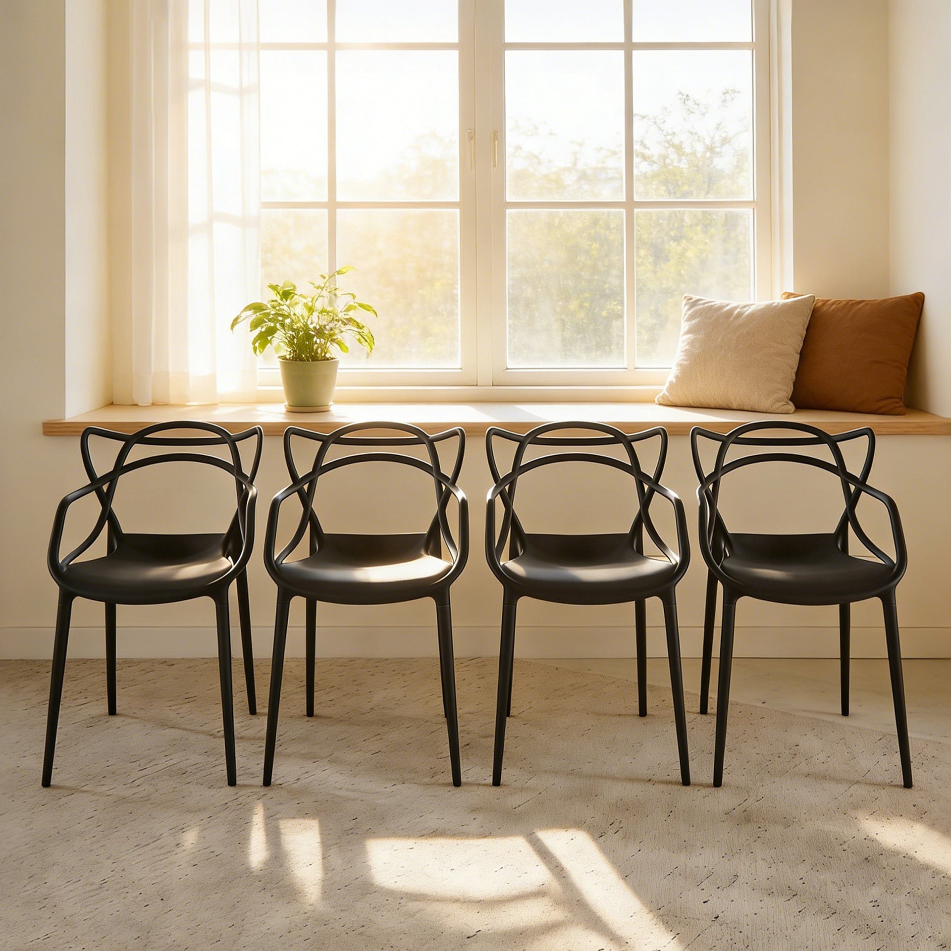 Plastic Dining CHAIR 4PCS BLACK